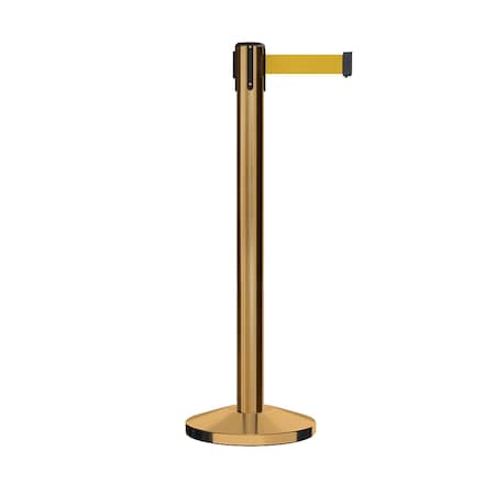Montour Line Stanchion Belt Barrier Sat.Brass Post 14ft. Yellow Belt ES660-SB-YW-140